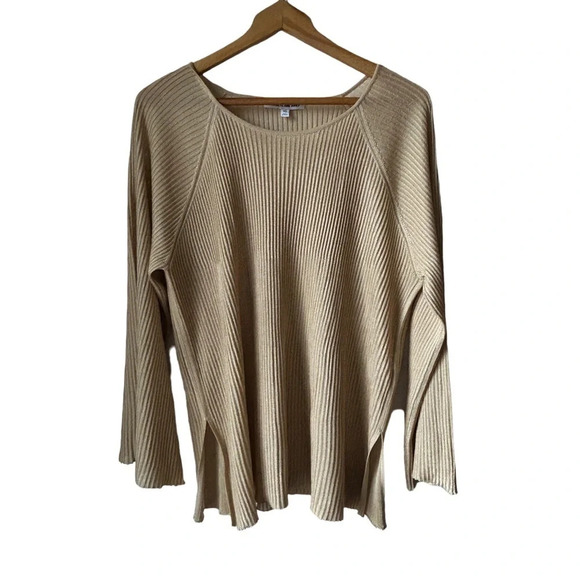 Elizabeth & James gold beige plissé top / tunic XS/S - Picture 1 of 6